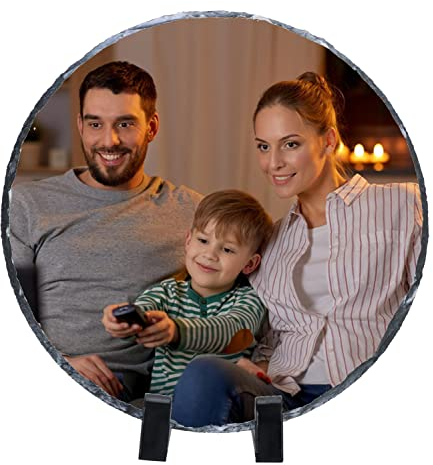 Schiefer mit Foto Personalisierte Schiefertafel mit Ständer Benutzerdefinierte Schieferplatte mit Individuellem Fotodruck Schiefertafel für Geschenk Geburtstag Weihnachten Jubiläum