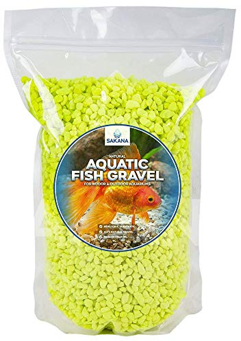 Sakana Yellow Fluorescent Fish Gravel - Tropical Decorative Fish Tank Stones (10kg)