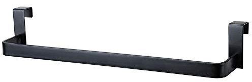 Kibath 438423 Toallero de Acero Inoxidable. Sin taladros para Mueble de baño. Acabado en Negro Mate. Largo 36cm. Colocación sin Necesidad de Herramientas, 36 cm