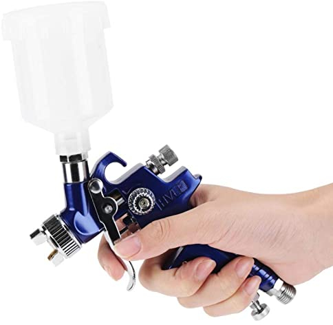Pistola piccola a spruzzo ad aria atomizzazione,pistola a spruzzo professionale con 0,8/1,0mm ugelli,Pistola a spruzzo pneumatica da 125 ml,per riparazione di verniciatura auto pelle(H-2000A 0.8mm)