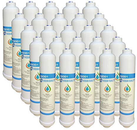 Aqua Quality AQ001 - Filtri per acqua in linea per frigorifero, compatibile con Samsung, GE, Daewoo, LG, Beko & Altro (confezione da 25)