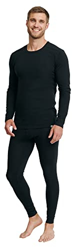 DANISH ENDURANCE Merinowolle Thermo-Unterwäsche Set, Premium Skiunterwäsche, Funktionsunterwäsche, Lange Unterhose & Langarmshirt für Herren, Schwarz, M