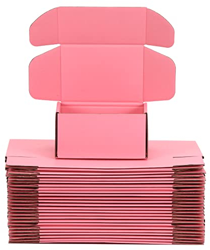 Yidomto Kleine Versandkartons, 20,3 x 15,2 x 7,6 cm, 25 Stück, rosa Wellpappe, Geschenkkarton für kleine Geschäftsverpackungen (Rosa)