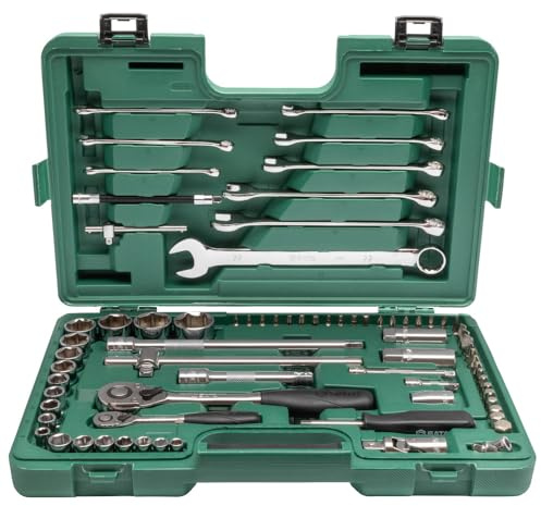 SATA ST09519SJ Drive 6-Kant Steckschlüsselsatz, metrisch, 76-teilig, 1/4 Zoll und 1/2 Zoll
