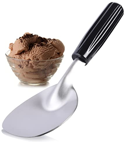 Pelle à glace – Cuillère à glace en acier inoxydable pour crème glacée dure ou crémeuse – Cuillère à glace avec poignée en plastique confortable – Cuillère à glace solide, durable et résistante aux