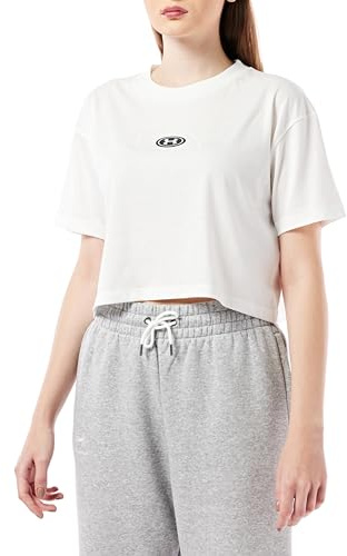 Under Armour Womens Short-Sleeve Graph Ua Branded Logo Crop Ss, Wht, 1376751-100, SM