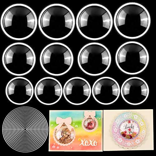 30 cúpulas decoctelera Circle 3 tamaños con 17 unidades/juego de círculos de metal para hacer tarjetas dimensionales de plástico transparente para hacer tarjetas, manualidades de papel