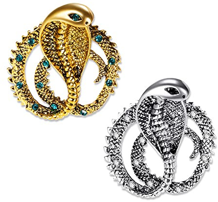 Weenkeey 2 Stück Männer Brosche Pin Retro Tier Brosche Abzeichen Anstecknadeln Männer Kristall Brosche Kragennadeln Pin für Anzug Mantel Hemden Hüte - Gold Silber