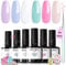 Modelones Gel Nail Polish 6 Colors Pastel Baby Pink Blue Gel Polish Set Soak Off Purple Nude Nail Gel Nail Art DIY Manicure Salon and Home for Women