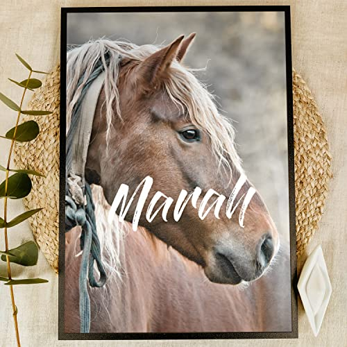 Pferde Mädchen Geschenk Holzbild - Foto Geschenk - personalisierbar zum Hinstellen/Aufhängen optional beleuchtet Pferd, Pferde Sachen, Pferde Geschenke für Mädchen - personalisierte Geschenke