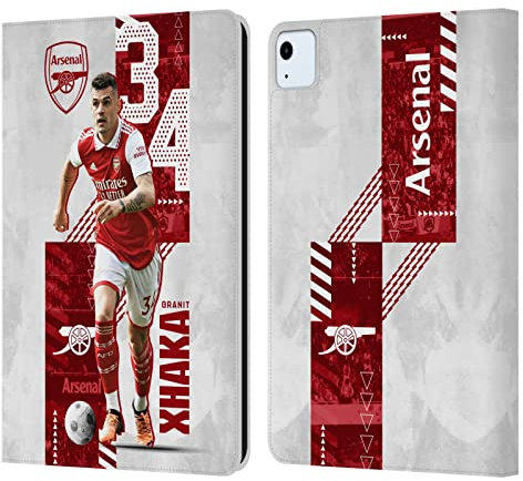 Head Case Designs Licenciado Oficialmente Arsenal FC Granit Xhaka 2022/23 Primer Equipo Carcasa de Cuero Tipo Libro Compatible con Apple iPad Air 2020/2022