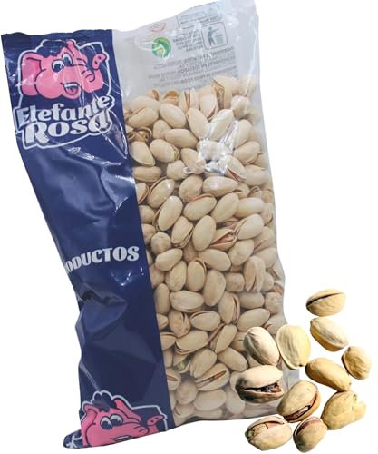 Pistachos Tostados con Sal Bolsa de 1 Kg - Elaborados por El Elefante Rosa Frutos Secos - Snack Saludable - Aperitivo Alto en Proteínas y Fibra - Ideal para Dietas Equilibradas - Pistachos Naturales