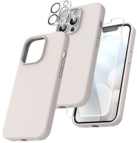 TOCOL für iPhone 13 Pro Hülle Silikon, Stoßfest Anti-Rutsch Anti-Fingerabdruck Kratzfest Handyhülle für iPhone 13 Pro Case, Steingrau