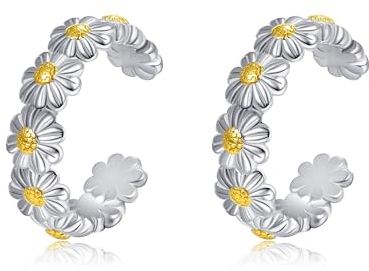 Ohrklemme Damen Silber 925 Ear Cuffs Gänseblümchen Schmuck Geschenke