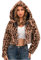 Crop Kunstfell Jacke Damen Sexy Leoparden Winterjacke Kunstpelz Übergangsjacke Kurze Pelzmantel mit Kapuze Große Größen Felljacke Langarm Kurzmantel Zip Up Fellmantel Kapuzenjacke Pelzjacke Mantel