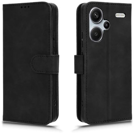PEIYE Flip Cover per Xiaomi Redmi Note 13 Pro Plus 5G (Pro+), Custodia Libro in PU Pelle Portafoglio, Case Antiurto Soft con Porta Carte e Chiusura Magnetica, Funzione Stand, (Nero)