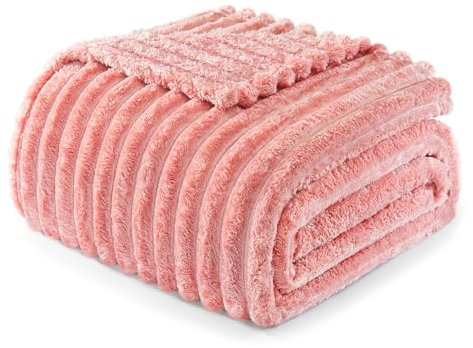 Exclusivo Mezcla Kuscheldecke Flauschig Fleecedecke Flanell Decke, Leichte und Warme Wohndecke Tagesdecke für Ganzjahreszeit, 220 x 240 cm Rosa