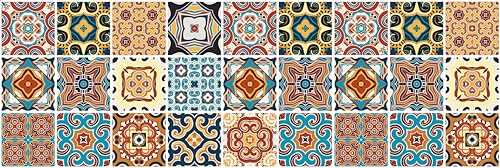 HUBDECO - Teppich - Küchenteppich - Badezimmerteppich - Badteppich - Küchenläufer - Teppich Läufer - Teppich Küche - PCV, Vinyl - rutschfest - Patchwork Bunt - 40x120cm