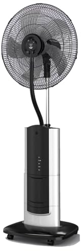 Ventilador de Pie Industrial con Agua Refrigeración por Pulverización Viento Potente 3 Velocidades Oscilación Fácil de Mover para Dormitorio, Oficina