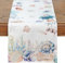 Dremisland Meeresleben Blaues Tischläufer Modern Leinen Tischläufer Abwaschbar Saisonnal Sommer Table Runner Tischdeko Outdoor Küche Tisch Dekoration Für Esszimmer Party Urlaub