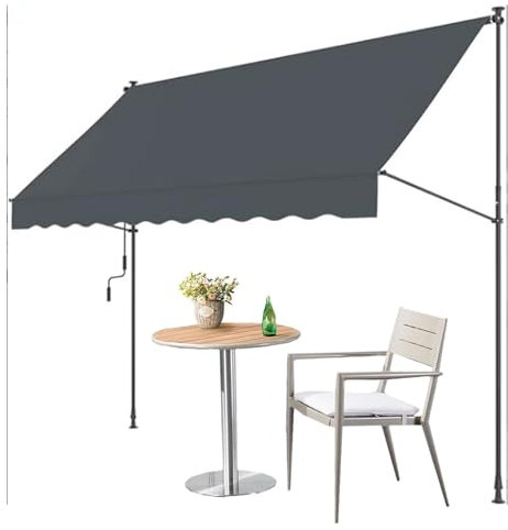 JJENXYYDS Manuell Ausfahrbare Markise Kassetten-Markise Sonnenschutz Alu Markise Schattenspender UV-beständig höhenverstellbar wasserabweisend,Sonnenschutz für Außenterrassen,350cm