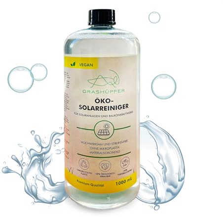 GRASHÜPFER® Öko Solar- und Photovoltaik Reiniger 1000 ml Konzentrat - Spezialreiniger für Balkonkraftwerk, Solaranlage, Solarpanel, Photovoltaikanlage, PV-Anlage - hochkonzentriert und kraftvoll
