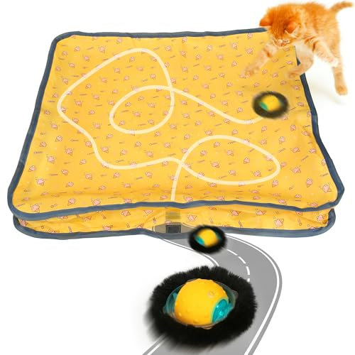 IOKHEIRA Kitten Toys for Indoor Cats -Rechargeable Silent Interactive Cat Toy, Cat Toys for Indoor Cats, Automatic Mouse Cat Ball Toy (Yellow)