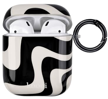 Reownest Kompatibel für AirPods Hülle, Airpods 2 Hülle und Airpods 1 Hülle Simple Cute Zebra Stripes Muster Weiche Fashion Design Schlüsselbund Abdeckung Kopfhörer Hülle für Airpods 2 & 1- Schwarz
