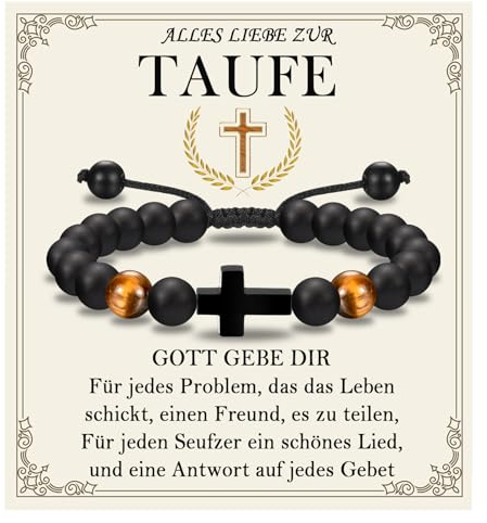 FAOMZQ Taufgeschenke Jungen, Kreuz Armband Geschenk zur Taufe für Junge Sohn Enkel Neffen Bruder Patenkind von Mama Papa Taufpaten Großeltern