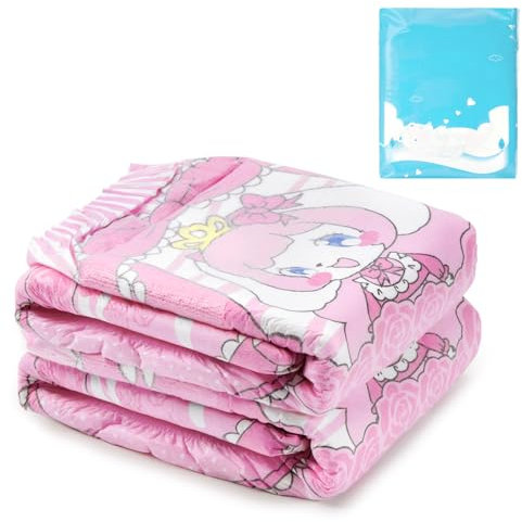 LittleForBig Verstellbare Klettverschluss Erwachsenen Bedruckte Rückenwindel aus Stoff 2 Stücke - Little Beauty (Medium 71-96 cm)