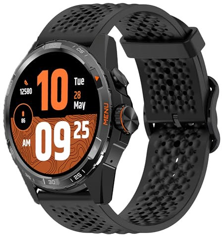 Lamshaw Compatible avec les bracelets TicWatch Atlas, 20mm, 22mm, 24mm Nouveau bracelet en silicone avec boucle en métal Compatible avec Ticwatch Atlas, Pro 5 Enduro, Pro 5, Pro 3 (Noir, 24mm)