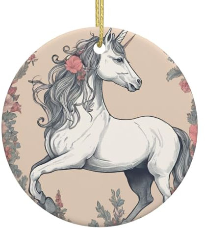 Keramik-Weihnachtsschmuck mit Märchen-Einhorn-Druck, festliche Hängedekoration für Ihren Weihnachtsbaum