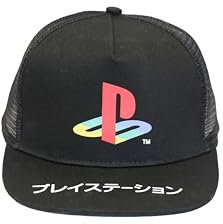 AIDA'S Playstation Cap Limited Edition - Design mit flacher Krempe und transparenter Rückseite - verstellbar für Kinder und Erwachsene, Schwarz , 56-57