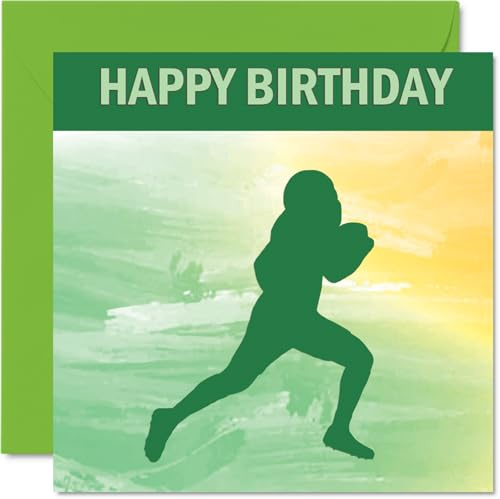 American Football Sport Geburtstagskarte – Jungen im Sport – Happy Birthday Karte für Jungen, Sohn, Bruder, Enkel, Neffe, Onkel, Cousin, 145 mm