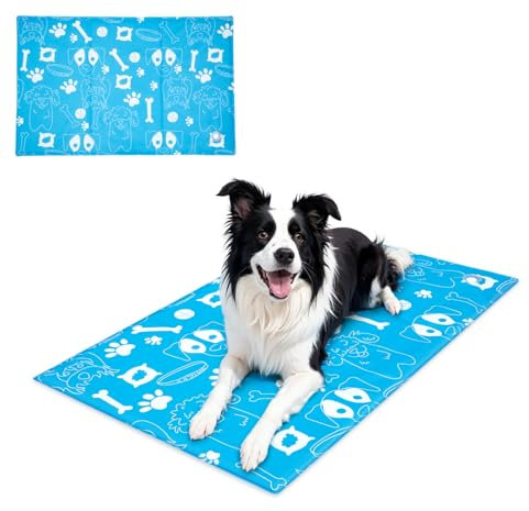 Ownpets 110x70cm Pet Cooling Mat, Water-Filled Leakproof Cooling Pad, Durable Oxford Fabric Cool Mat for Dogs&Cats in Hot Summer
