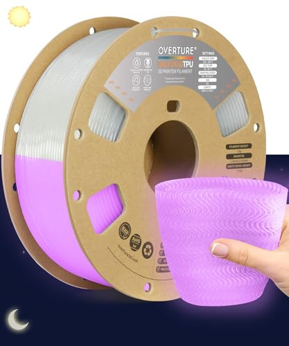 OVERTURE High Speed TPU 95A 3D Printer Filament 1.75mm, 1kg Luminous Pink | Flexible & High Elasticity & Durability, Excellent Layer Adhesion, Accuracy ± 0.02mm, Fits Most FDM (Luminous Pink)