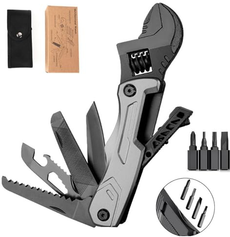 13 IN1 Multitool Werkzeug Zubehör für Papa Männer Frauen,Survival Gadgets mit Schraubenschlüssel Messer Säge Schraubendreher für Zuhause Camping Wander Fahrrad