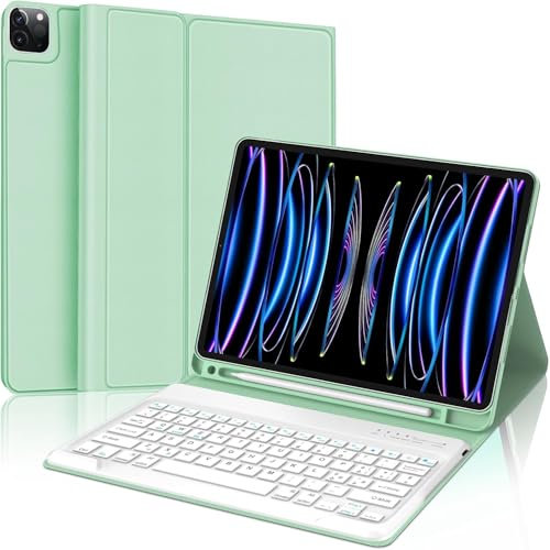 Custodia Tastiera Bluetooth per iPad Pro 12,9 6ª/5ª/4ª/3ª Generazione, Qwerty Italiana, Design Moderno con Slot per Apple Pencil, (Verde Erba, Classico)