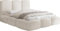 WFL GROUP Polsterbett 120x200 mit Bettkasten und Lattenrost – Beige Bett mit hohem Kopfteil, Boucle oder Samt Stoff - Modernes Doppelbett mit Stauraum – Bettgestell, ohne Matratze – Harmony - Creme