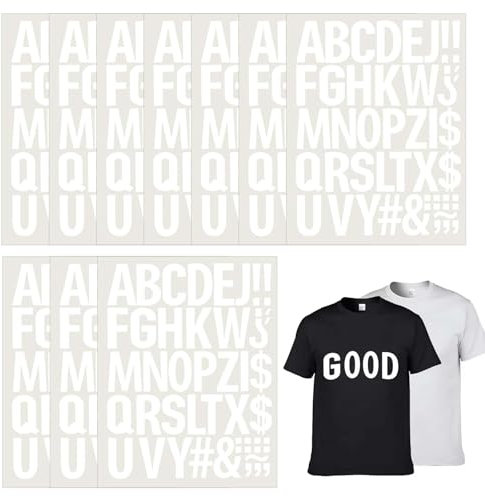 TIESOME 10 Sheets Iron on Letters for Clothes, 2 Inch White Heat Transfer Vinyl Alphabet Letters Sticker Heat Press Letters for T-Shirts Jerseys Hats Printing DIY Crafts