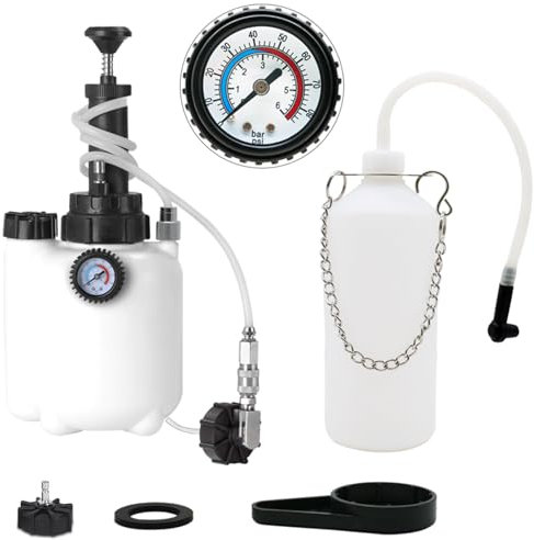 Kit de purge de frein 3 L, purgeur de liquide de frein manuel avec extracteur de liquide de frein de 1 L et 2 adaptateurs de cylindre, purgeur de frein adapté à la plupart des modèles européens et