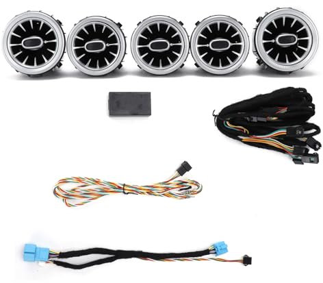 Ldafava 5er Set LED-Lichtleisten für Lüftung 64 Farboptionen dekorative Beleuchtung C GLC W205 2019-2021 ABS Chromoptik