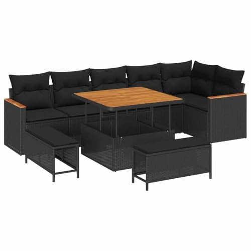 vidaXL Gartensofa-Set 9 STK. Schwarz Poly-Rattan