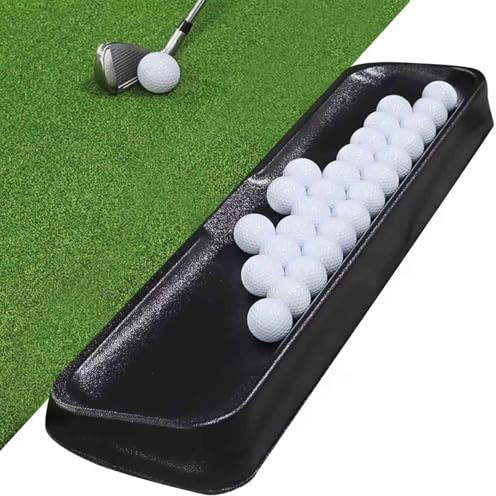 Durable Rubber Golf Ball Tray (100 Balls), Features Phone Holder to Record Swings. High Impact Tray Compatible with Any Hitting Mat.