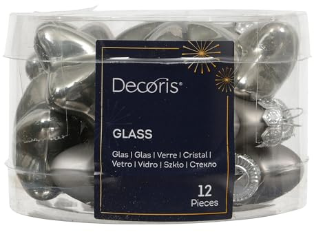 Kaemingk Christbaumschmuck Sterne Glas 4cm x 12 Stück - Glassterne matt & glänzend Christbaumkugeln Weihnachtskugeln Weihnachten - Weihnachtsbaumschmuck Zart Grau