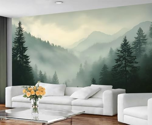 GIVLWF Wallpaper - Forest Home Decor & Mural, Misty Forest Bedroom Wallpaper, Wall Paper for Living Room, Large Wall Mural - Not Self-Adhesive, Natural Woodland