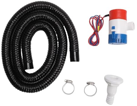 Luocute Kit de Manguera de Bomba de Achique de 1100 GPH, Manual para Barcos, Canoa, Kayak, Kit de Plomería de 12 V con Instalación y Extracción de Manguera de 5,91 Pies sin Experiencia