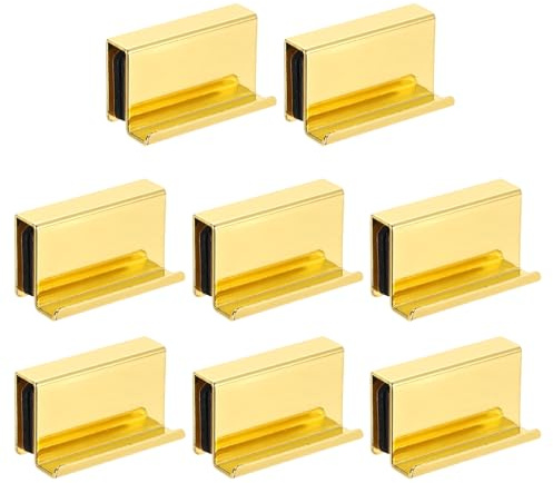 sourcing map 8Pcs 1.6 Glass Finger Edge Pull, Steel Window Display Door Clips, Concealed Cabinet Door Handle for Drawers, Wardrobes, Display Glass Case, Furniture, Gold