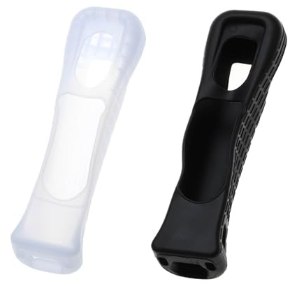 ECSiNG Lot de 2 étuis de Protection en Silicone Compatible avec Nintendo Wii avec Motion Plus Manette Noir Et Blanc