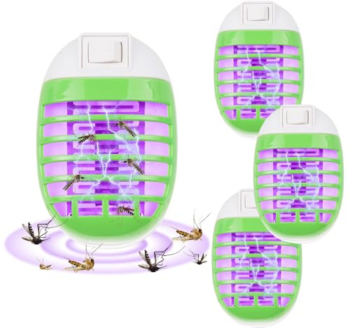 LYPPUL Mückenstecker, 4 Stück Insektenvernichter Elektrischer, Mückenlampe, Mückenschutz Steckdose mit UV-Licht, Elektrisch Mückenfalle für Fliegen Mücken Motten für Schlafzimmer Wohnzimmer Büro Küche